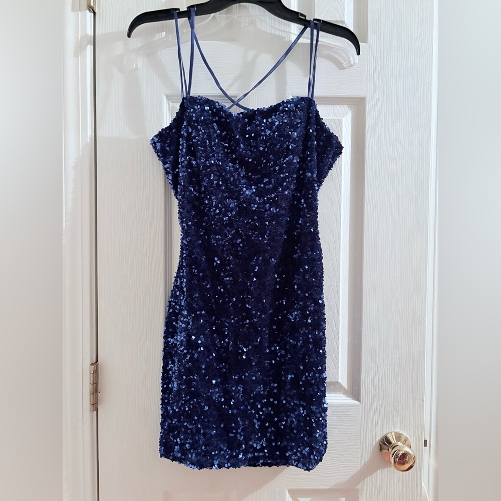 B. Smart Navy Sequin Mini Dress